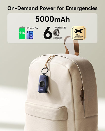 INIU 3-In-1 Portable Charger, Small 5000Mah Power Bank with Built-In USB C Cable and Watch Charger, 20W PD Fast Charging Battery Pack, Travel Charger for Iphone 16 15, Apple Watch, Etc