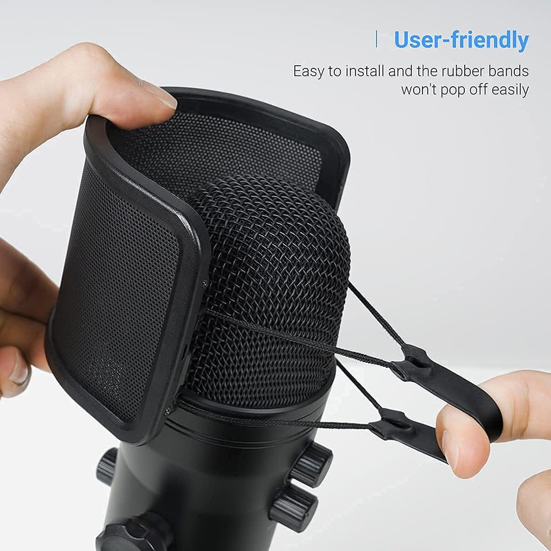 FIFINE USB Studio Recording Microphone Computer Podcast Mic with Pop Screen for PC, PS4 (K690+U1)