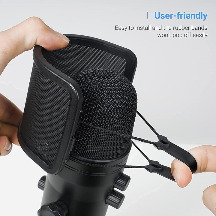 FIFINE USB Studio Recording Microphone Computer Podcast Mic with Pop Screen for PC, PS4 (K690+U1)