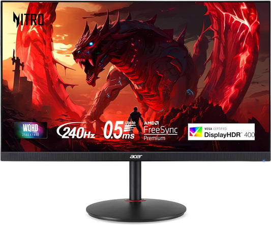 Acer Nitro 27" WQHD 2560 X 1440 PC Gaming IPS Monitor | AMD Freesync Premium | up to 240Hz Refresh | up to 0.5Ms | Displayhdr 400 | Srgb 99% | 1 X Display Port 1.4 & 2 X HDMI 2.1 | XV272U W2Bmiiprx