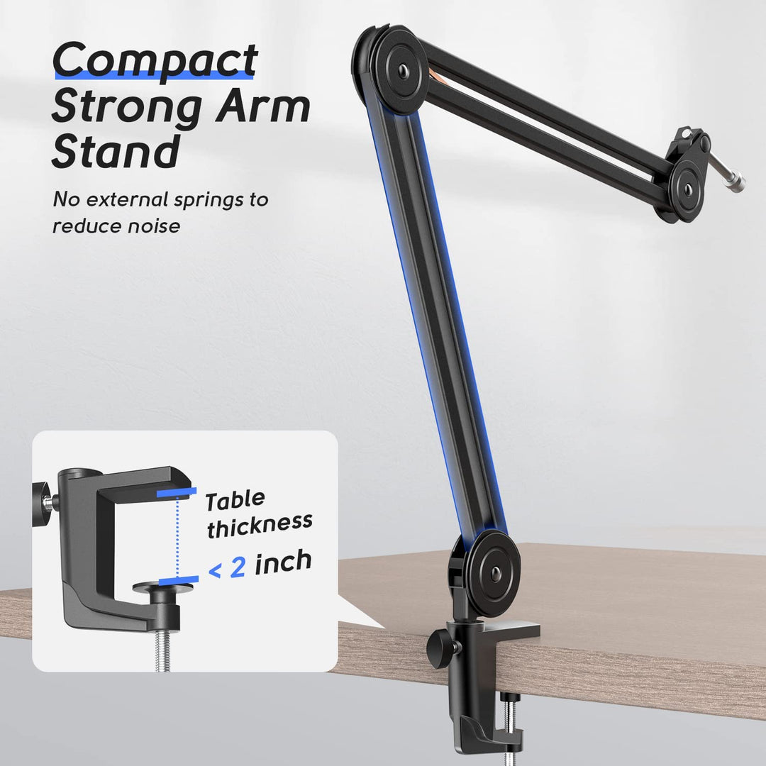 FIFINE Microphone Arm Stand-Heavy Duty Boom Arm, Suspension Scissor Adjustable Mic Stand with Desk Mount, 5/8" Screw, Cable Ties, for Recording Gaming Streaming Podcasting-Bm63