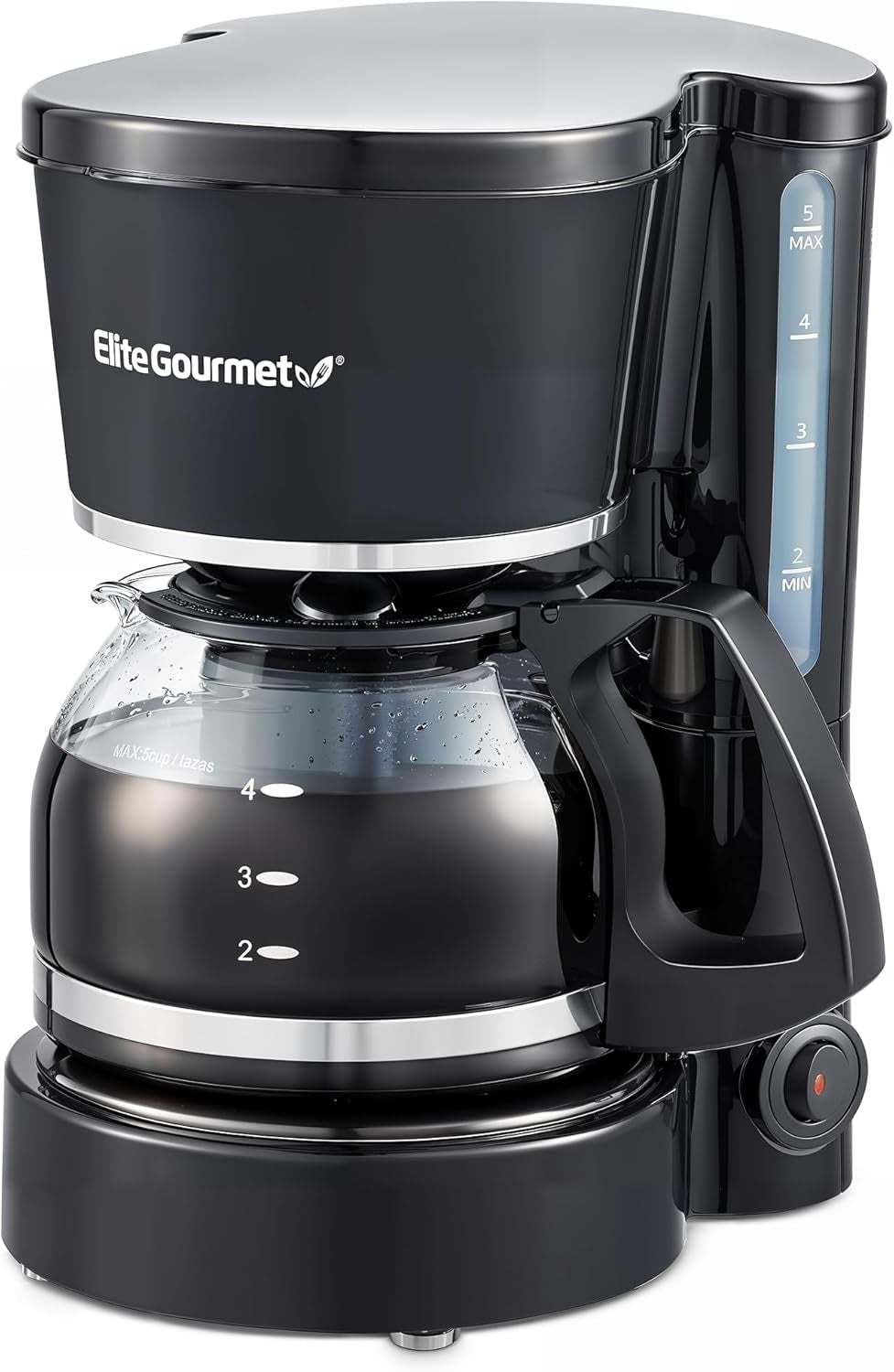 Elite Gourmet EHC-5055# Automatic Brew & Drip Coffee Maker with Pause N Serve Reusable Filter, On/Off Switch, Water Level Indicator, Black