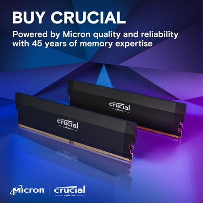 Crucial Pro DDR5 RAM 32GB Kit (2X16Gb) CL36 6000Mhz, Overclocking Desktop Gaming Memory, Intel XMP 3.0 & AMD Expo Compatible – Black CP2K16G60C36U5B