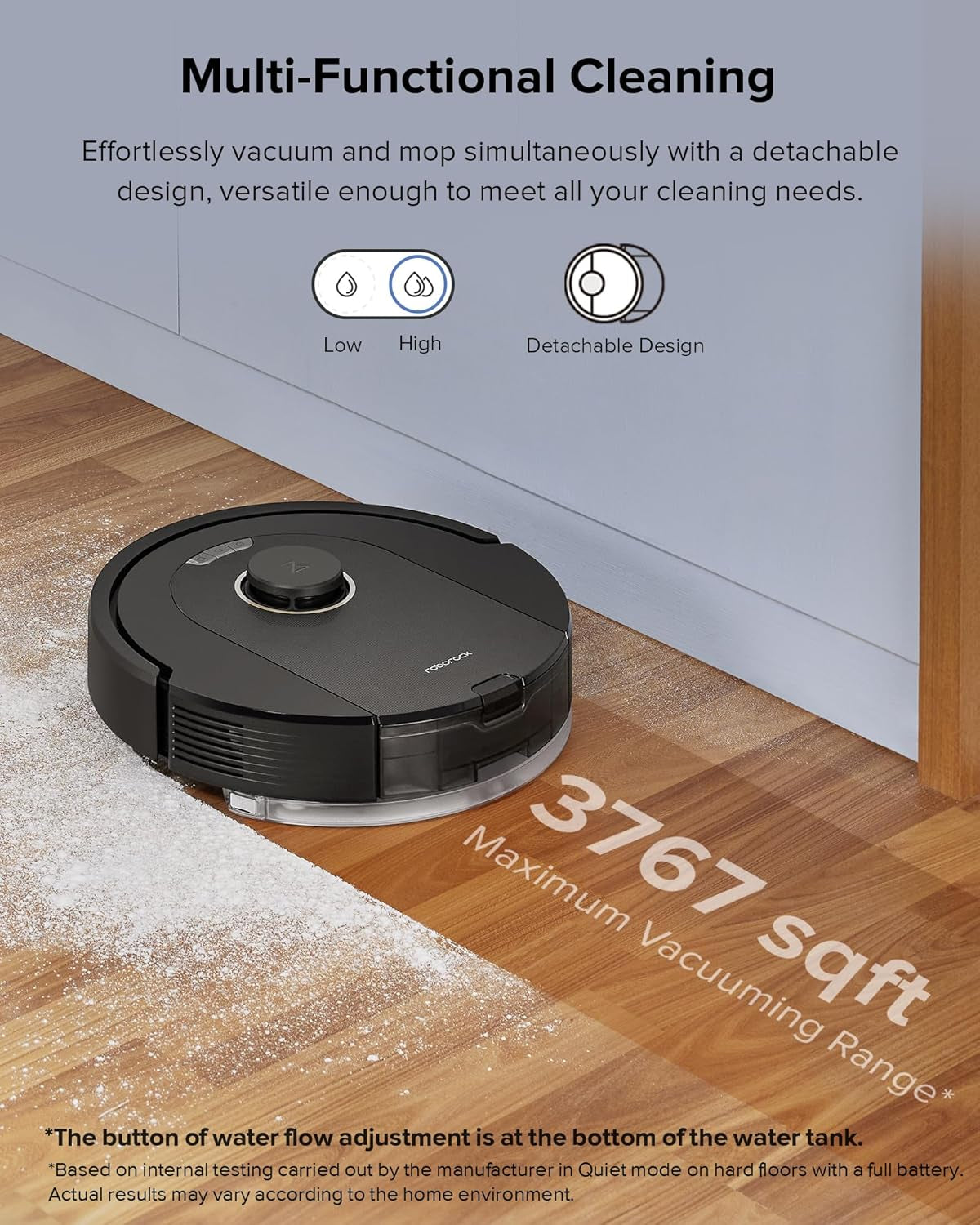 Roborock Q5 Pro+ Robot Vacuum and Mop, Self-Emptying, 5500 Pa Max Suction, Duoroller Brush, Hands-Free Cleaning for up to 7 Weeks, Precise Navigation, Perfect for Hard Floors, Carpets, and Pet Hair