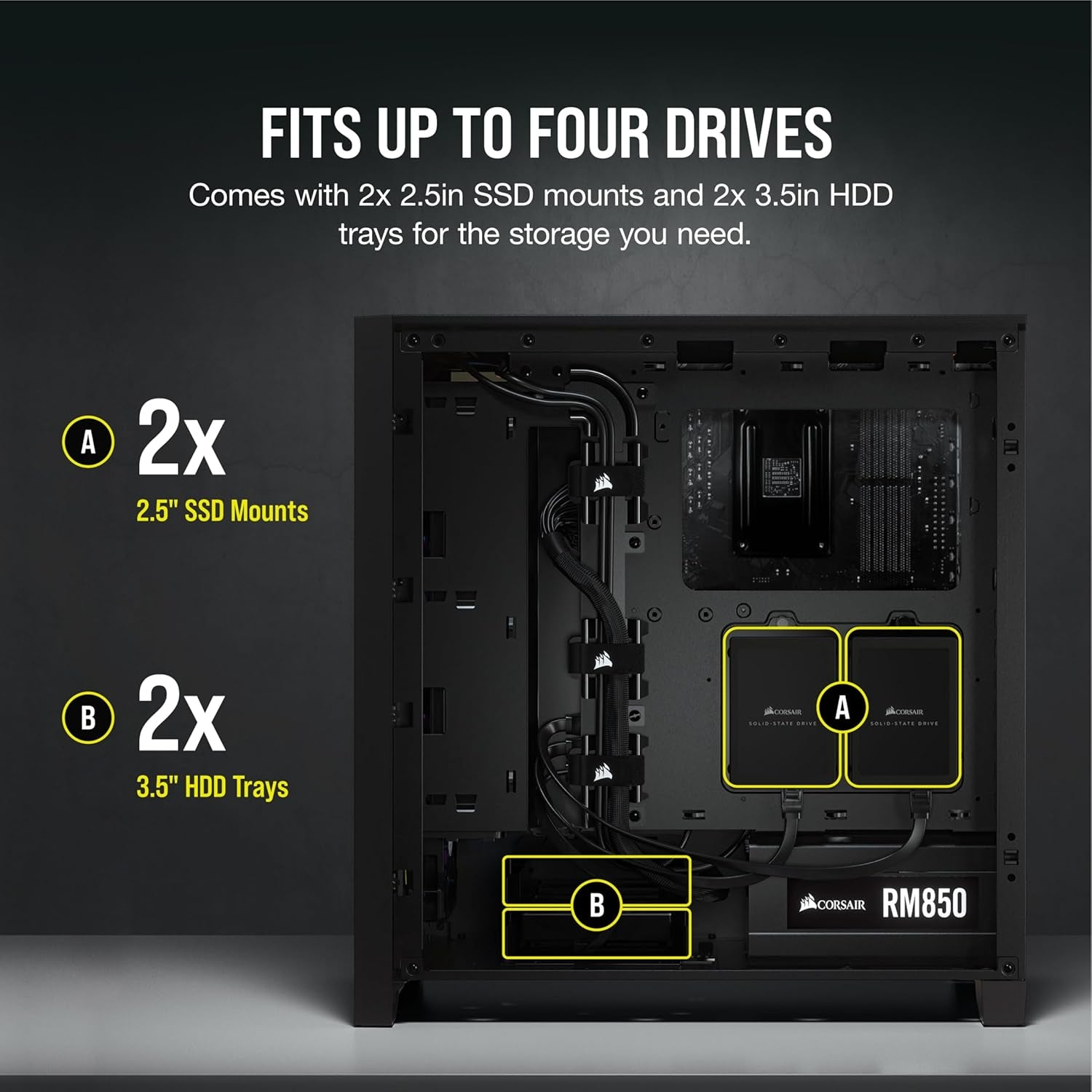 CORSAIR 4000D AIRFLOW Tempered Glass Mid-Tower ATX Case - High-Airflow - Cable Management System - Spacious Interior - Two Included 120 Mm Fans - Black