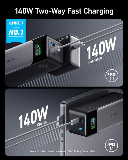 Anker 737 Power Bank, 24,000Mah 3-Port Laptop Portable Charger with 140W Output, Smart Digital Display, Compatible with Iphone 16/15/14/13 Series, Vision Pro, Samsung, Macbook, Dell, Airpods, and More
