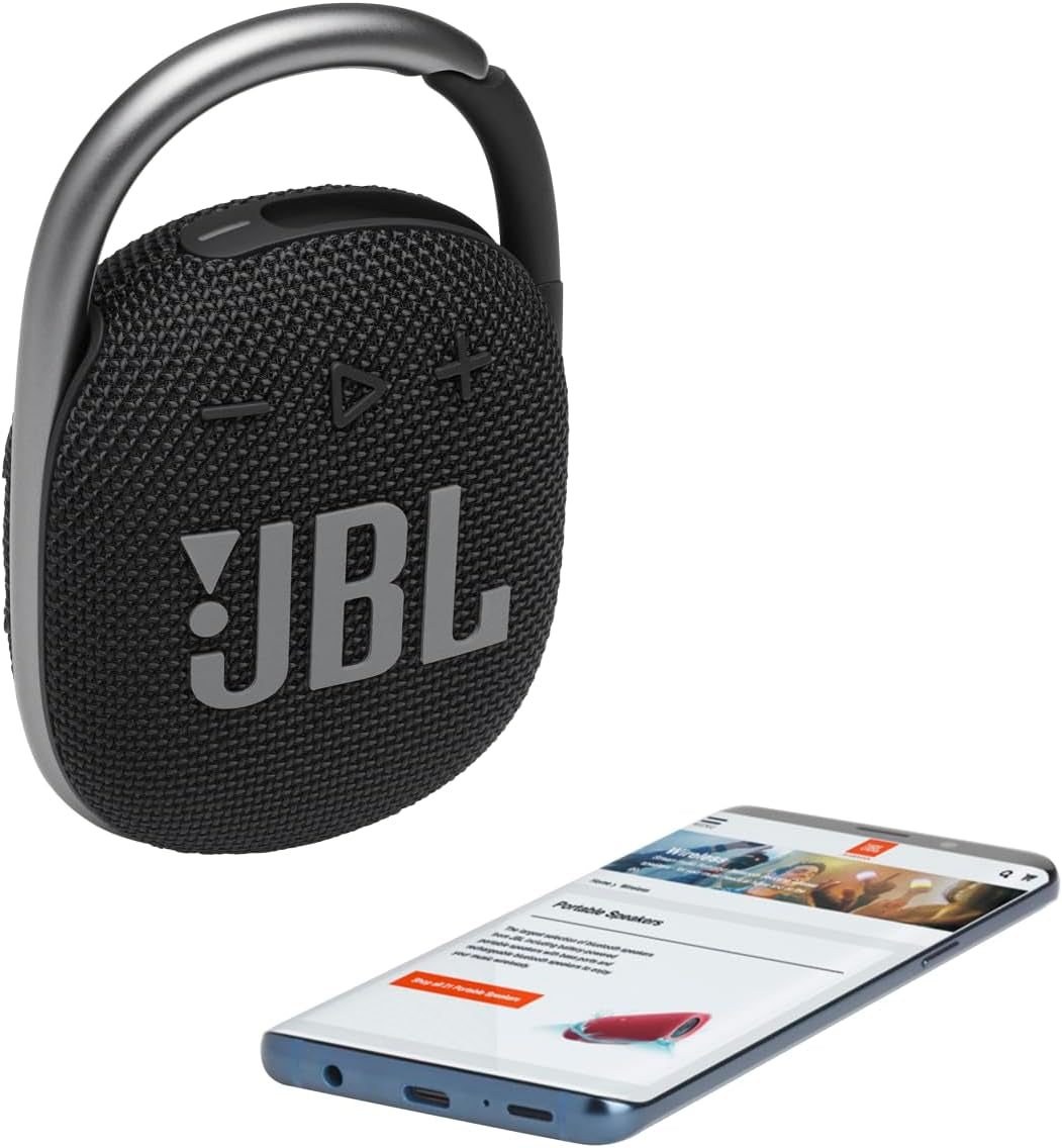 JBL Clip 4 - Portable Mini Bluetooth Speaker, Big Audio and Punchy Bass, Integrated Carabiner, IP67 Waterproof and Dustproof, 10 Hours of Playtime, Speaker for Home, Outdoor and Travel (Black)