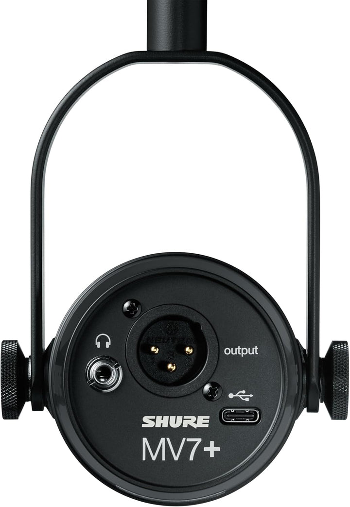 Shure MV7+ Podcast Dynamic Microphone. OBS Certified, Enhanced Audio, LED Touch Panel, USB-C & XLR Outputs, Auto Level Mode, Digital Pop Filter, Reverb Effects, Podcasting, Streaming, Recording -Black