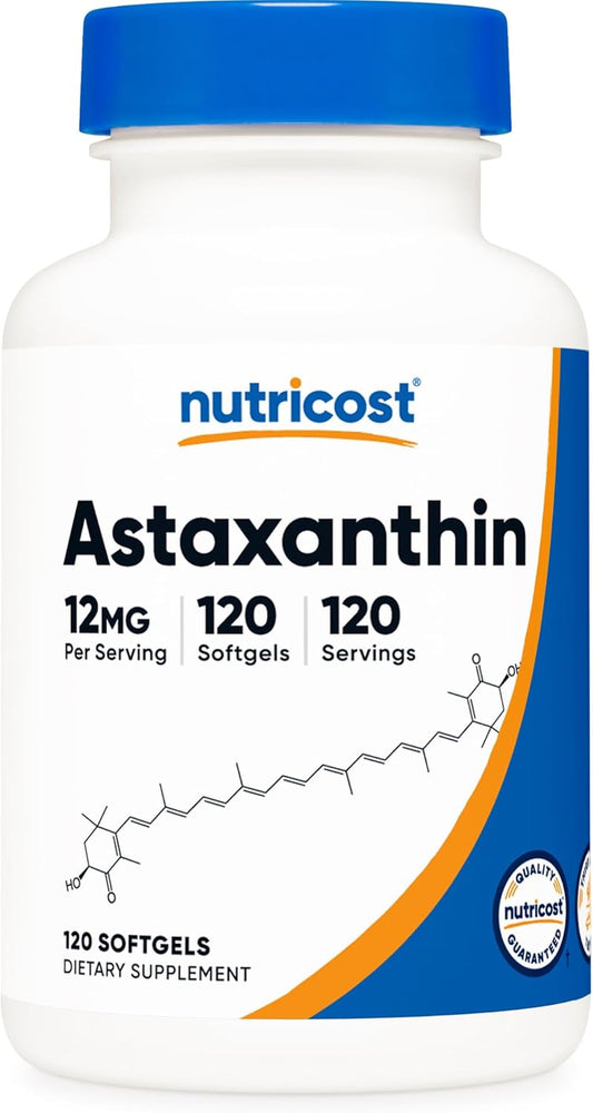 Nutricost Astaxanthin 12Mg, Non-Gmo and Gluten Free, 120 Softgels (4 Month Supply)