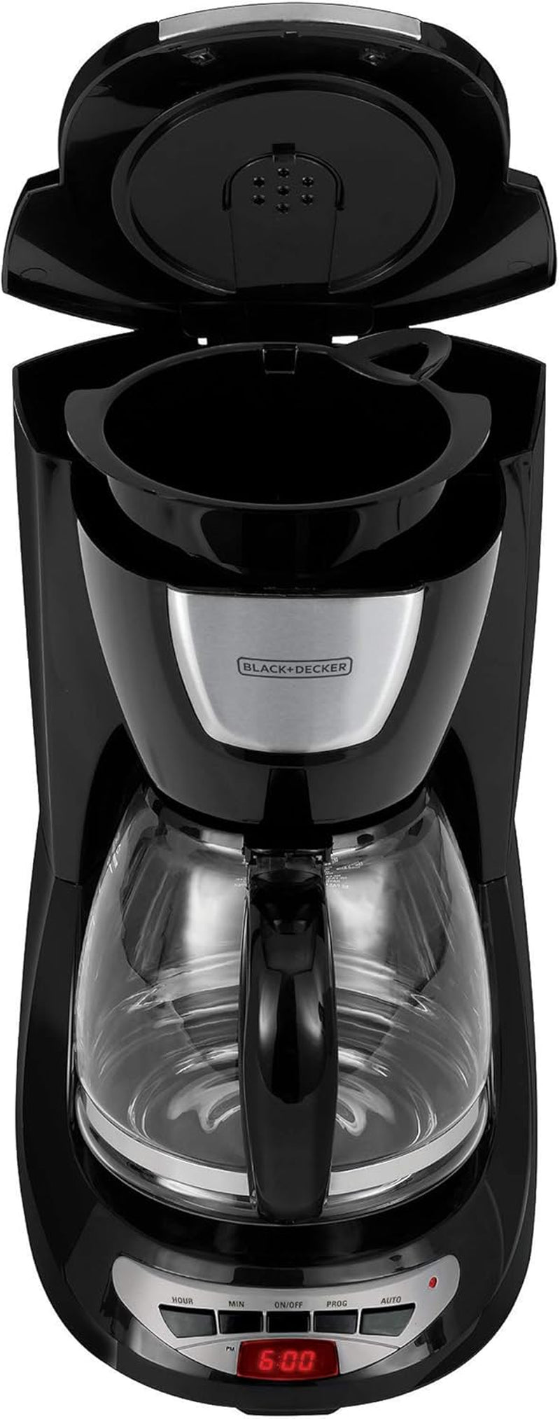 BLACK+DECKER 12-Cup Programmable Coffee Maker, DCM100B, Duralife Carafe, Easy-View Water Window, Removable Filter Basket