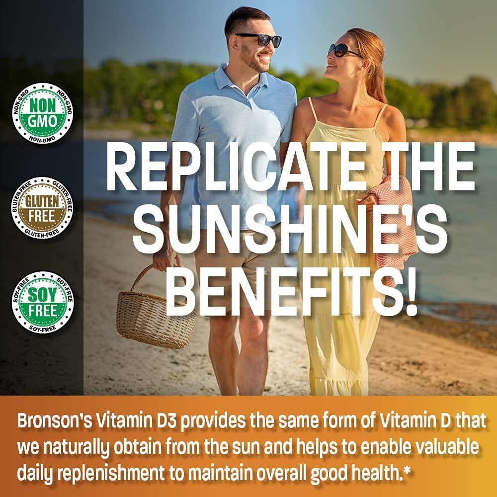 Bronson Vitamin D3 10,000 IU (250 Mcg) High Potency - Supports Healthy Immune System, Strong Bones, Muscles & Teeth - Non GMO, 360 Softgels (1 Year Supply)