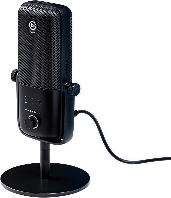 Elgato Wave:3 - Premium Studio Quality USB Condenser Microphone for Streaming, Podcast, Gaming and Home Office, Free Mixer Software, Sound Effect Plugins, Anti-Distortion, Plug ’N Play, for Mac, PC