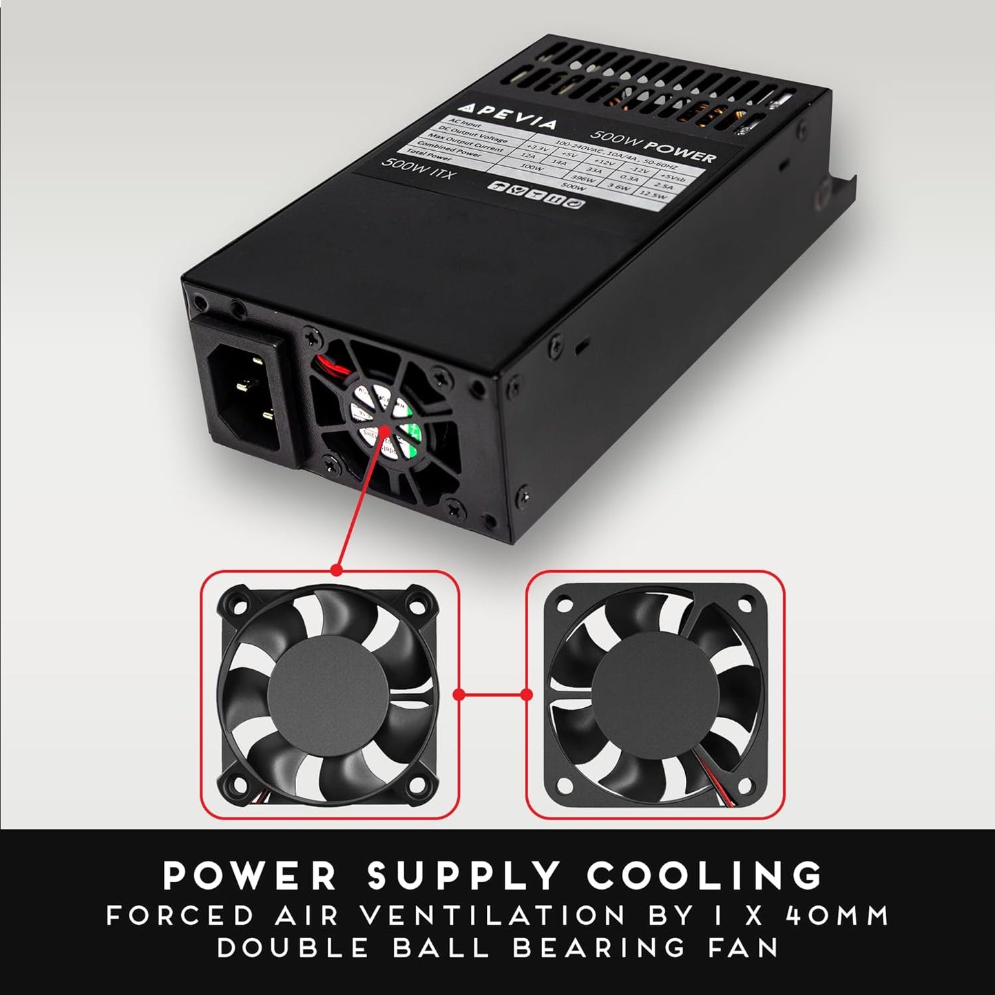 Apevia ITX-PFC500W Mini Itx/Flex ATX / 1U 500W Fully Modular Power Supply, Full Range Active PFC 90-264V, AC for POS AIO System Desktop Gaming Server Small Form Factor (Flex ITX) Computer PSU