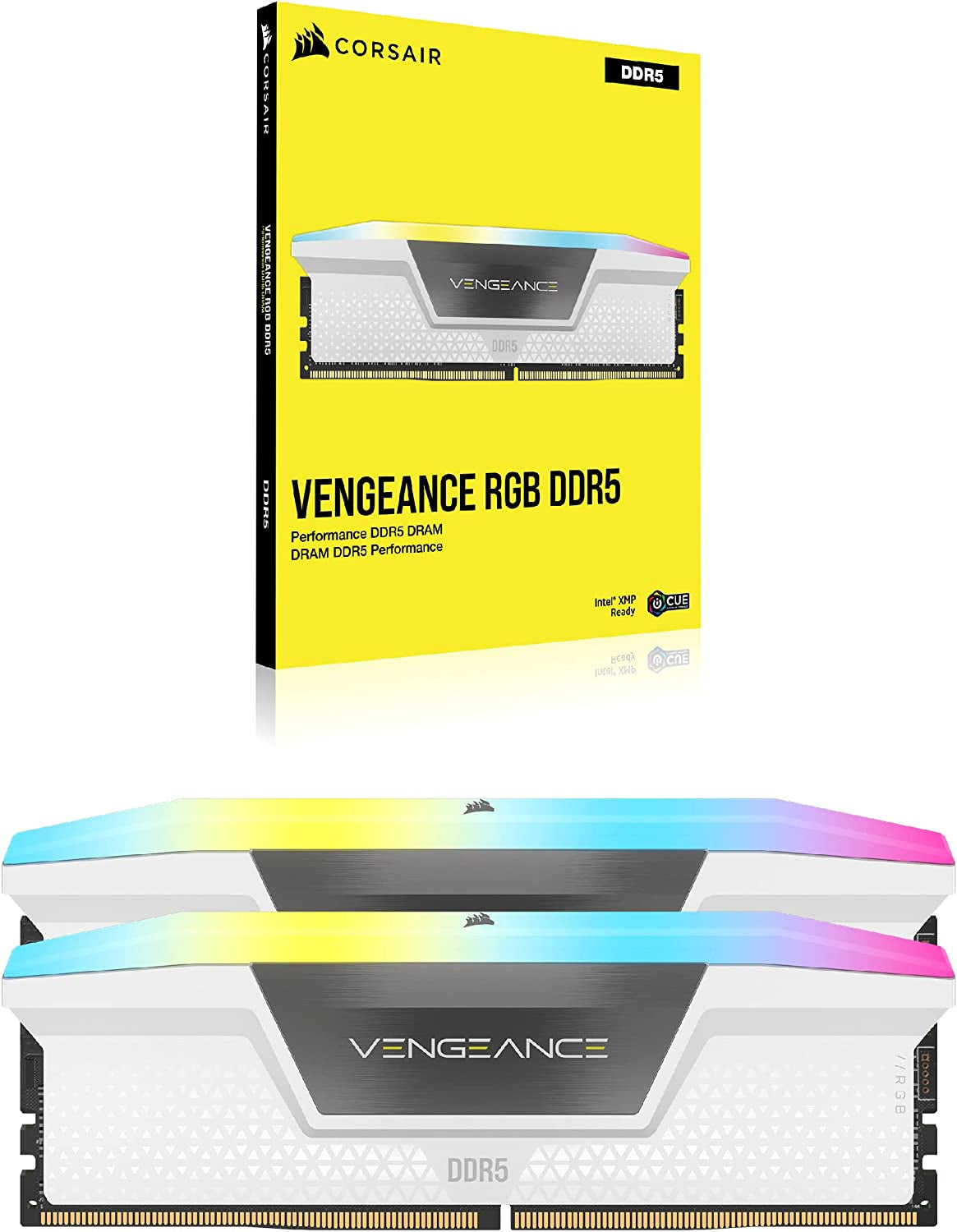 CORSAIR VENGEANCE RGB DDR5 RAM 32GB (2X16Gb) 6200Mhz CL36 Intel XMP Icue Compatible Computer Memory - White (CMH32GX5M2B6200C36W)