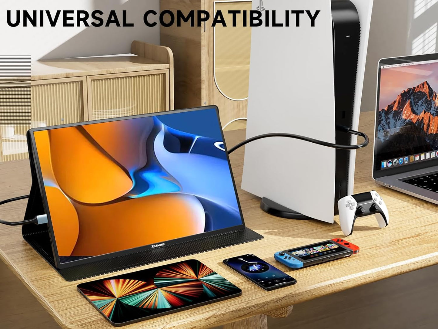 Portable Monitor Latest 16'' QHD 2.5K, 120Hz IPS USB-C HDMI Laptop Monitor W/Smart Cover Bag & Dual Speakers, External HDR Computer Screen, Travel Gaming Monitor for PC MAC Phone Xbox PS4/5 Switch