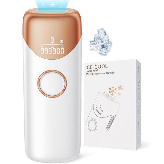 Laser Hair Removal with 5℃ Ice Cooling, Painless IPL Laser Hair Removal Device 3 in 1 Ubroo at Home Hair Remover Machine for Women Men Electrolysis Permanent Epilator on Face Body Depilation (Gold)