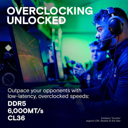 Crucial Pro DDR5 RAM 32GB Kit (2X16Gb) CL36 6000Mhz, Overclocking Desktop Gaming Memory, Intel XMP 3.0 & AMD Expo Compatible – Black CP2K16G60C36U5B