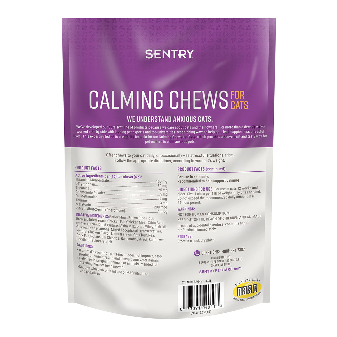Sentry Calming Chews gatos relajante con feromonas 4 oz