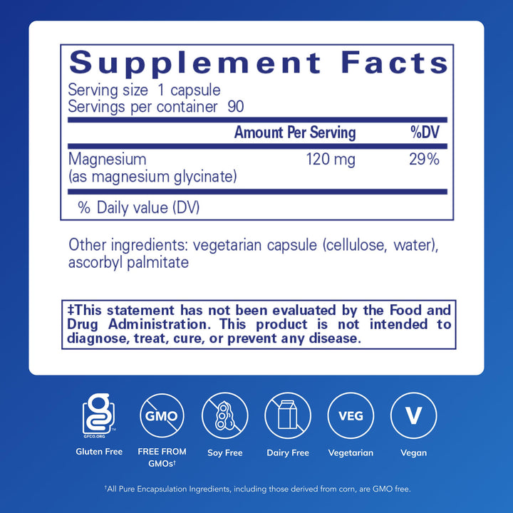 Pure Encapsulations Magnesio Glicinato 120 mg - 90 cápsulas