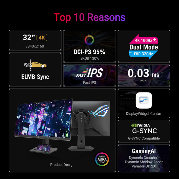 Monitor Gamer ASUS ROG Strix XG32UCG 32" 4K 160Hz HDR USB-C