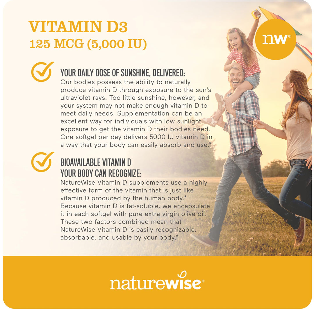 Vitamina D3 NatureWise 5.000 UI – 360 cápsulas blandas
