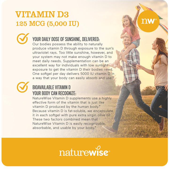 Vitamina D3 NatureWise 5.000 UI – 360 cápsulas blandas