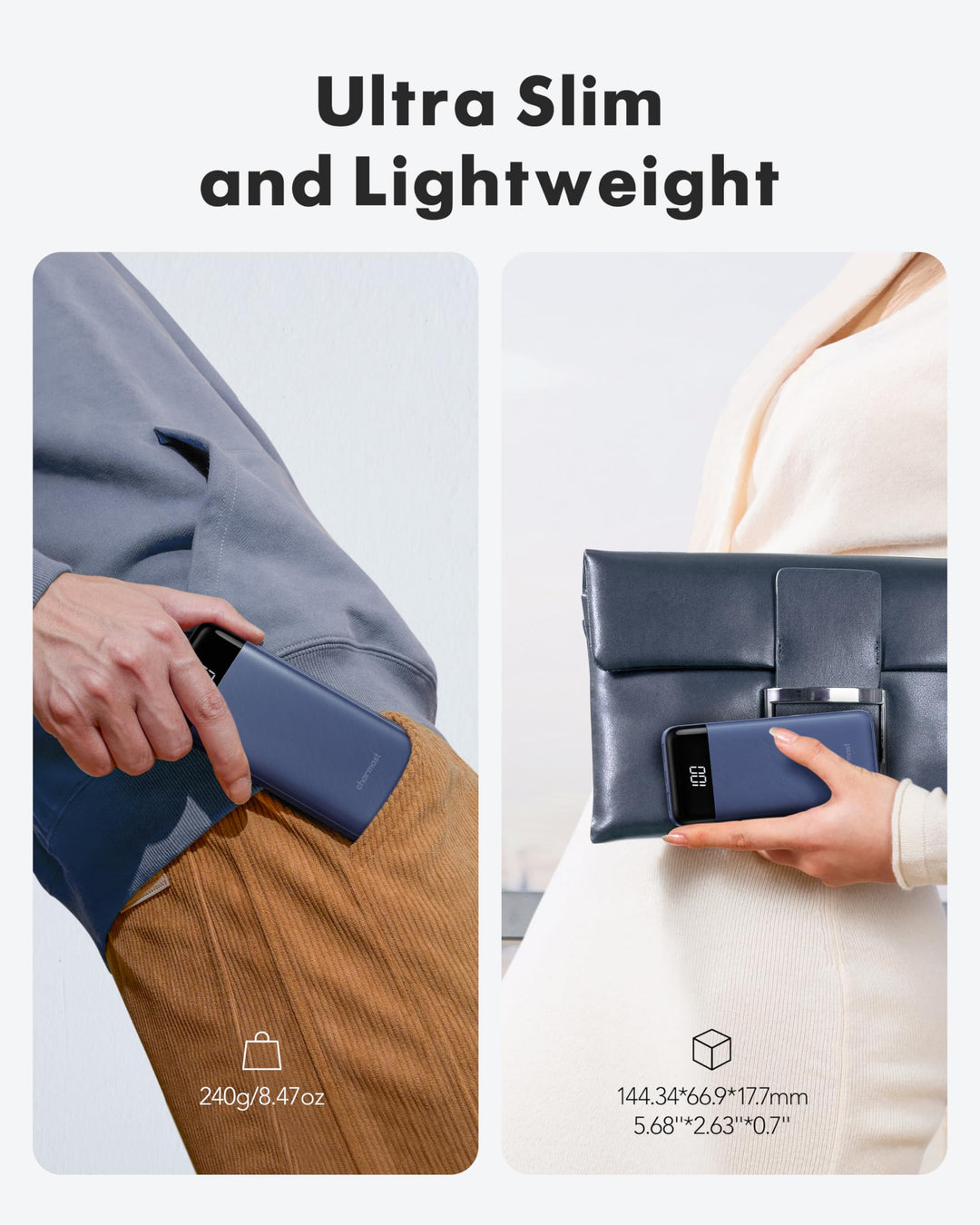 Charmast 10000mAh Power Bank con cables integrados y carga rápida 3A