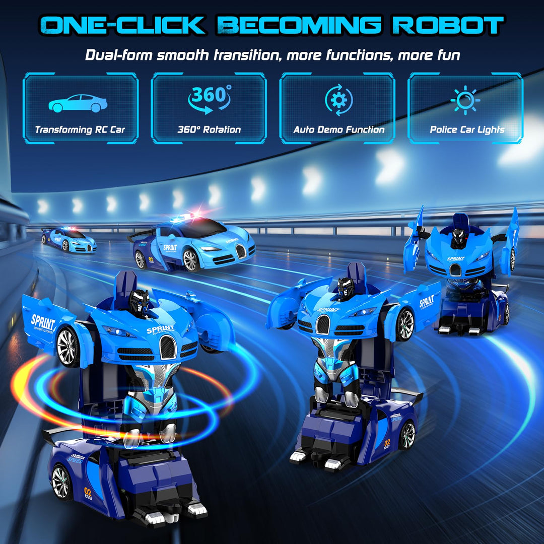 Carro Robot AONEPTR 2en1 Rc Azul con Luces LED