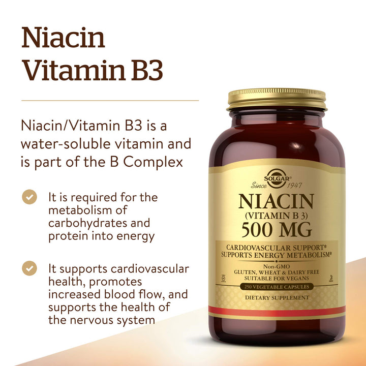 Niacina (Vitamina B3) Solgar 500 mg - 250 capsulas vegetales