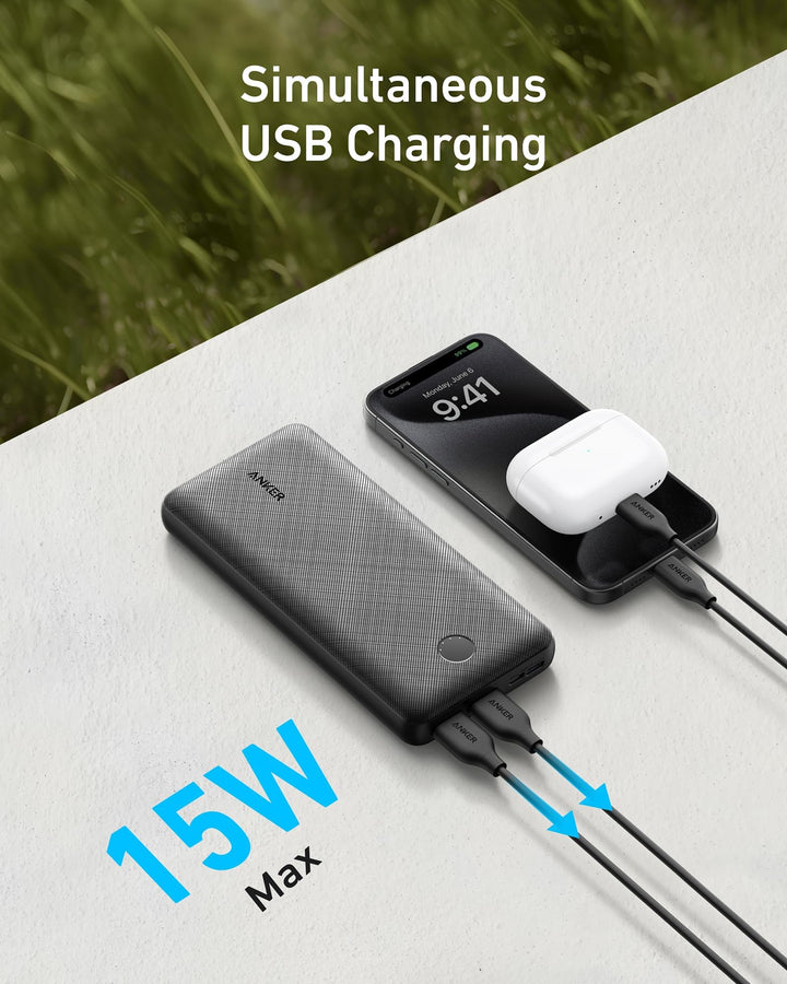 Anker 325 Power Bank 20000 mAh con carga rápida 15W y doble puerto USB