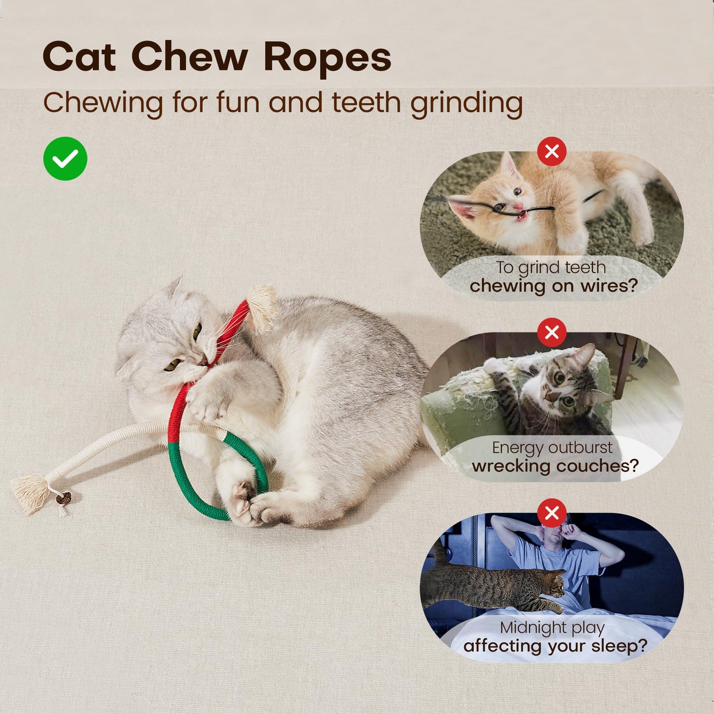 Juguete Potaroma CTR-3 Catnip Chew Ropes para Gatos