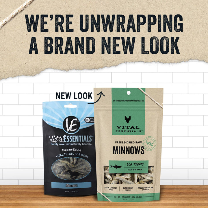 Vital Essentials Minnows 1 oz Snack natural liofilizado alto en proteina perros