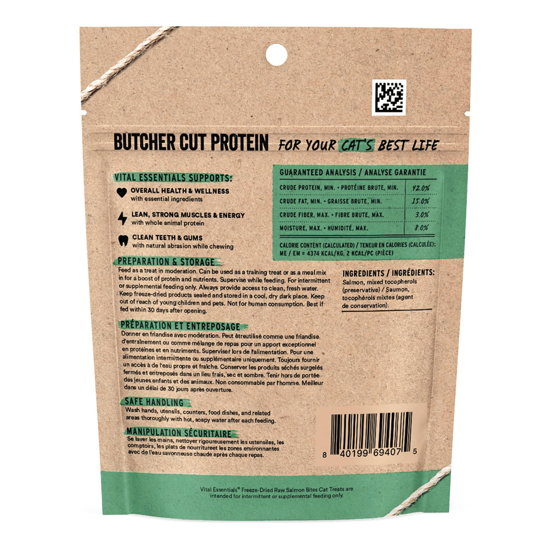 Snacks Vital Essentials gatos bites salmon liofilizado 1.1 oz