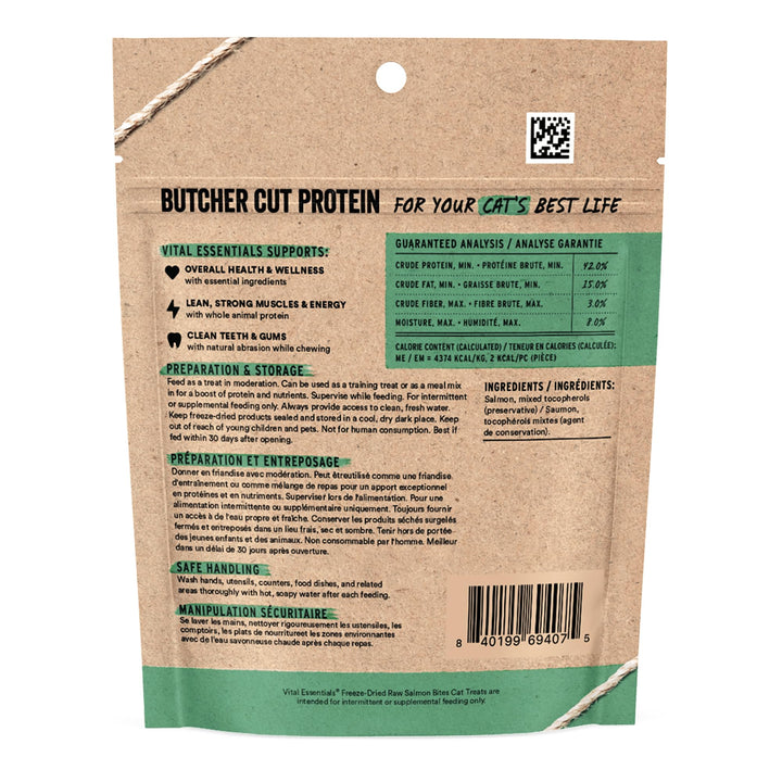 Snacks Vital Essentials gatos bites salmon liofilizado 1.1 oz