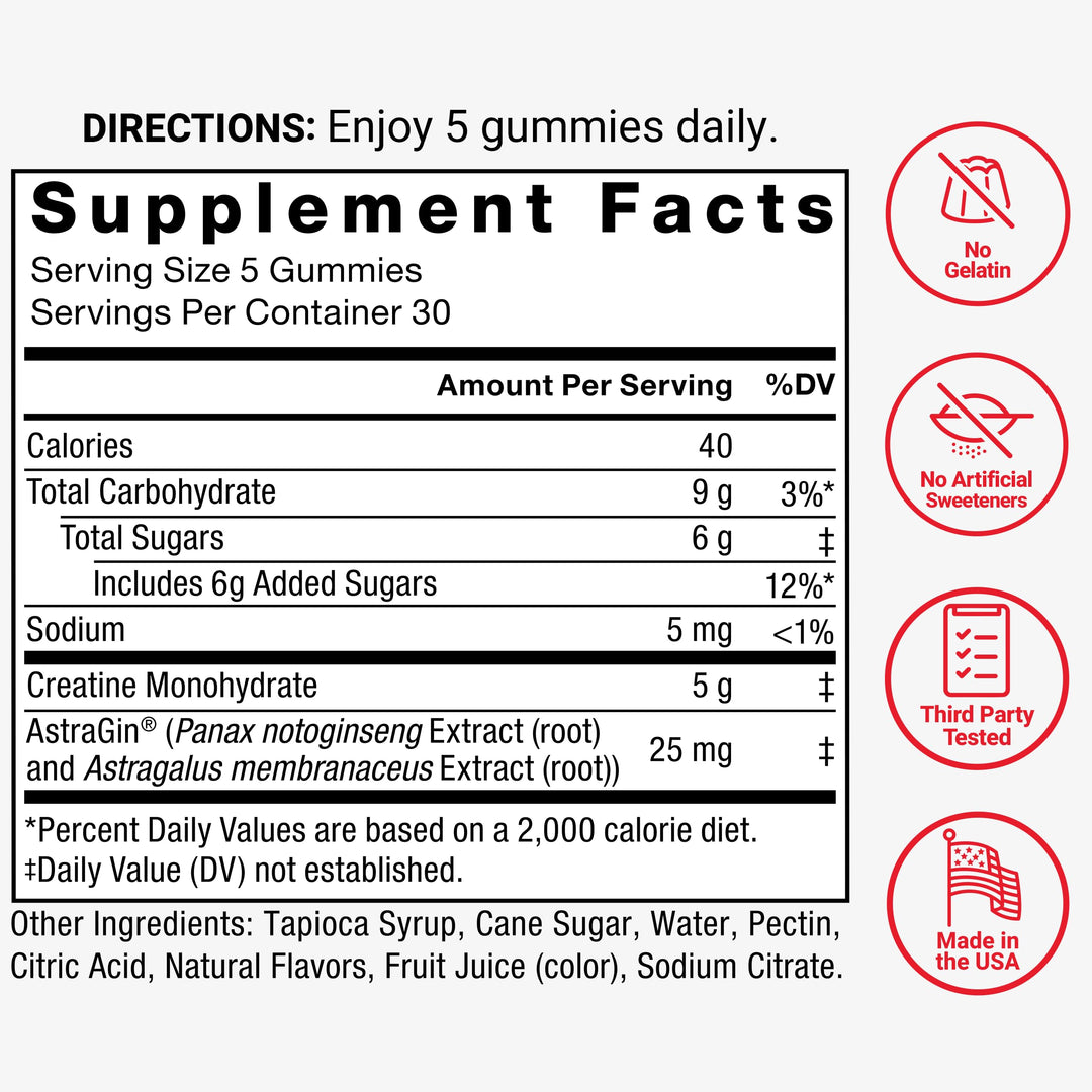 Force Factor Creanina Monohidrato Gummies 150 gomitas