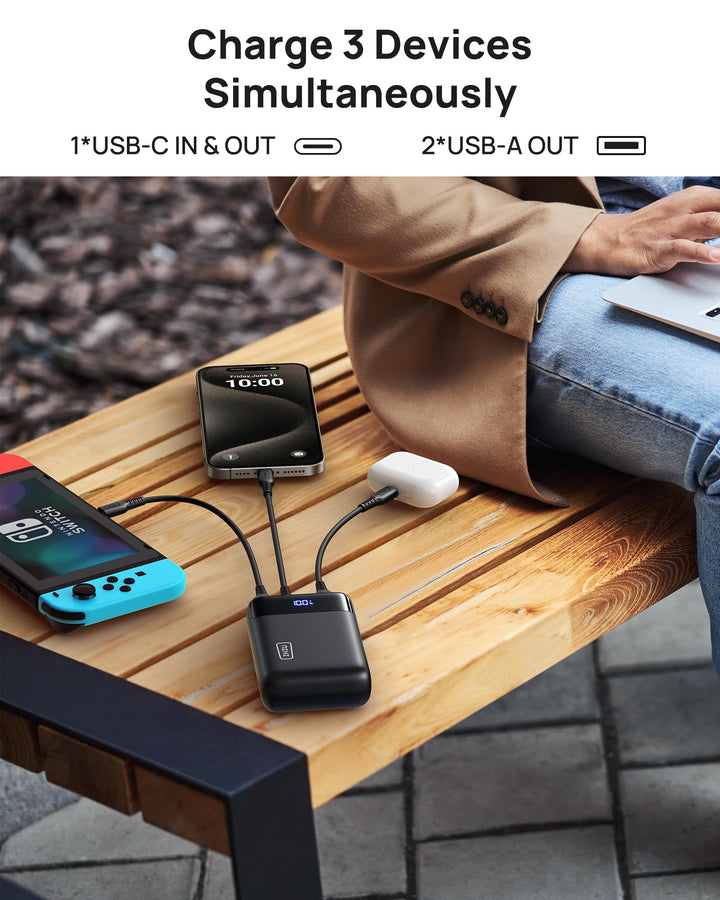 INIU Power Bank 20000 mAh 22.5W mini con pantalla LED y carga rápida USB-C