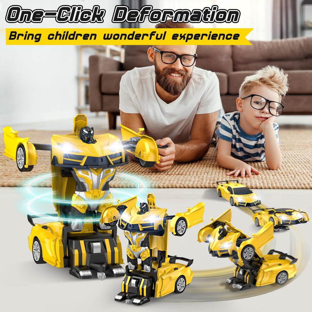Carro Robot Qumcou Rc 2en1 Amarillo con Luces LED