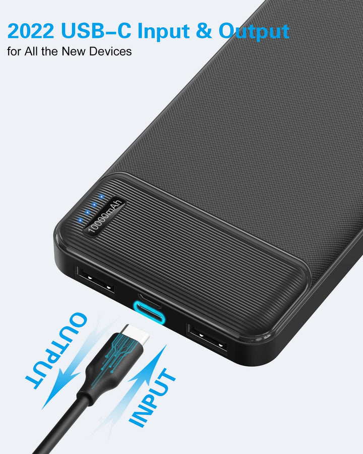 AsperX Power Bank Doble 10000 mAh USB-C con carga rápida y luces LED