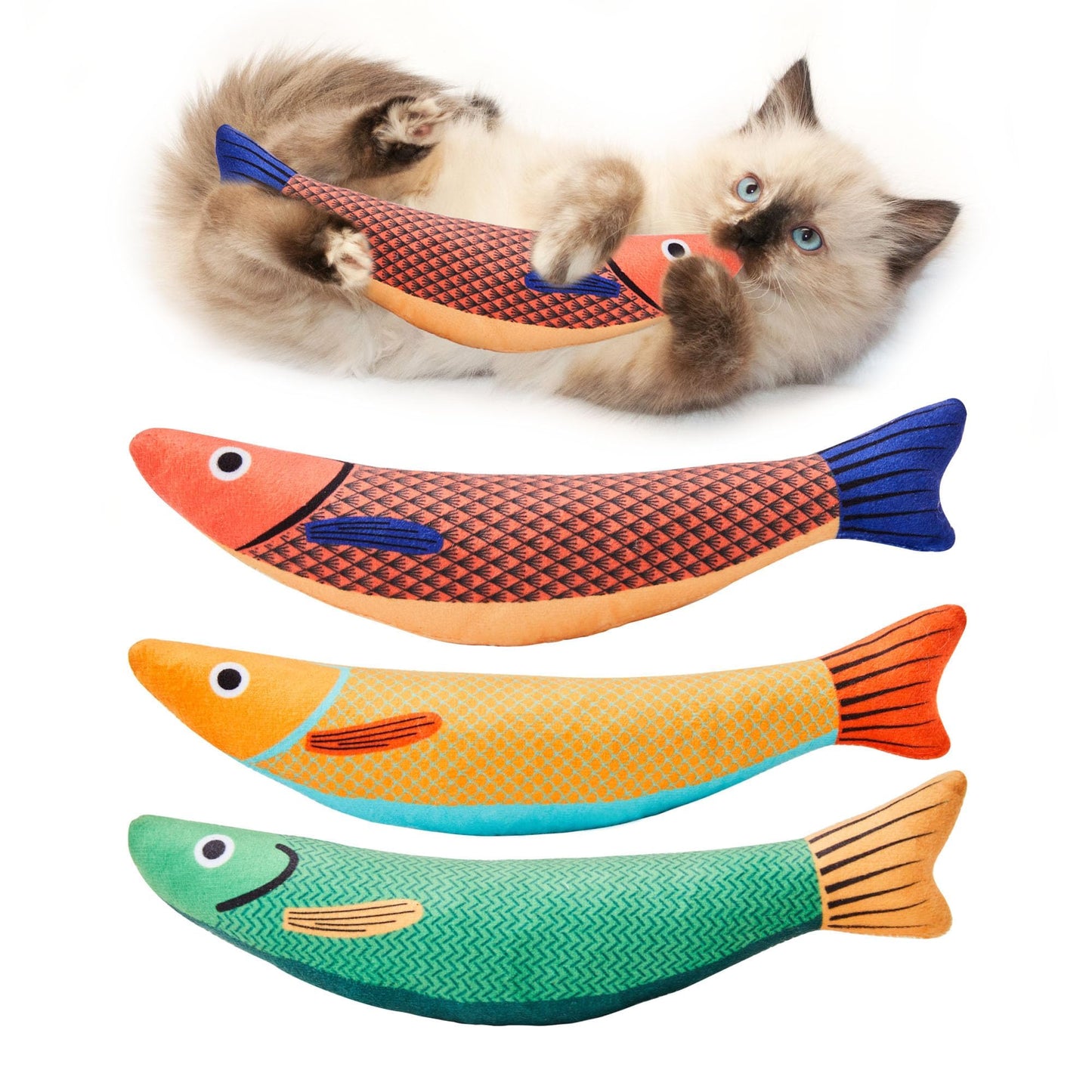 Set Potaroma CTS-3 Peces con Catnip y Sonido para Gatos x3