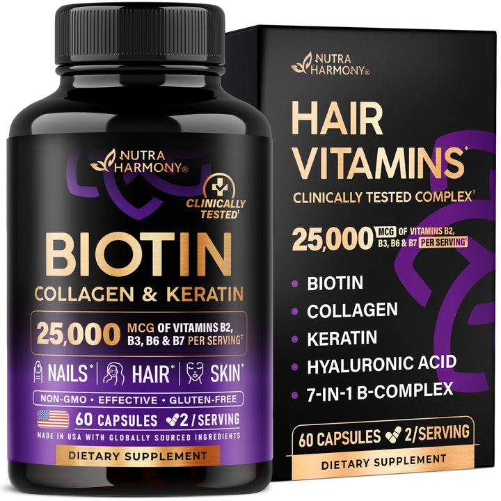 Biotina + Colágeno + Queratina Nutraharmony – 60 cápsulas