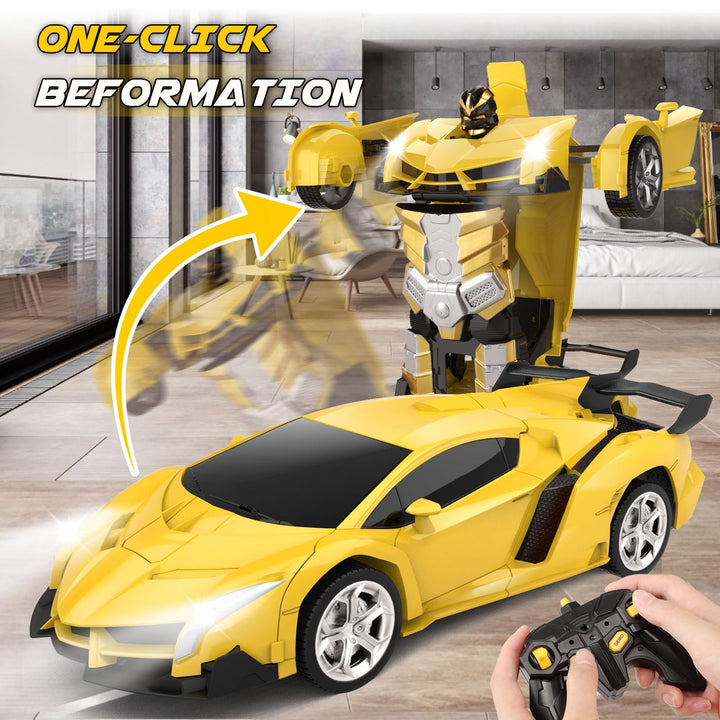 Carro Robot Britik Rc 2en1 Amarillo con Luces LED