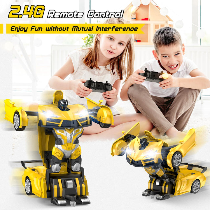 Carro Robot Qumcou Rc 2en1 Amarillo con Luces LED