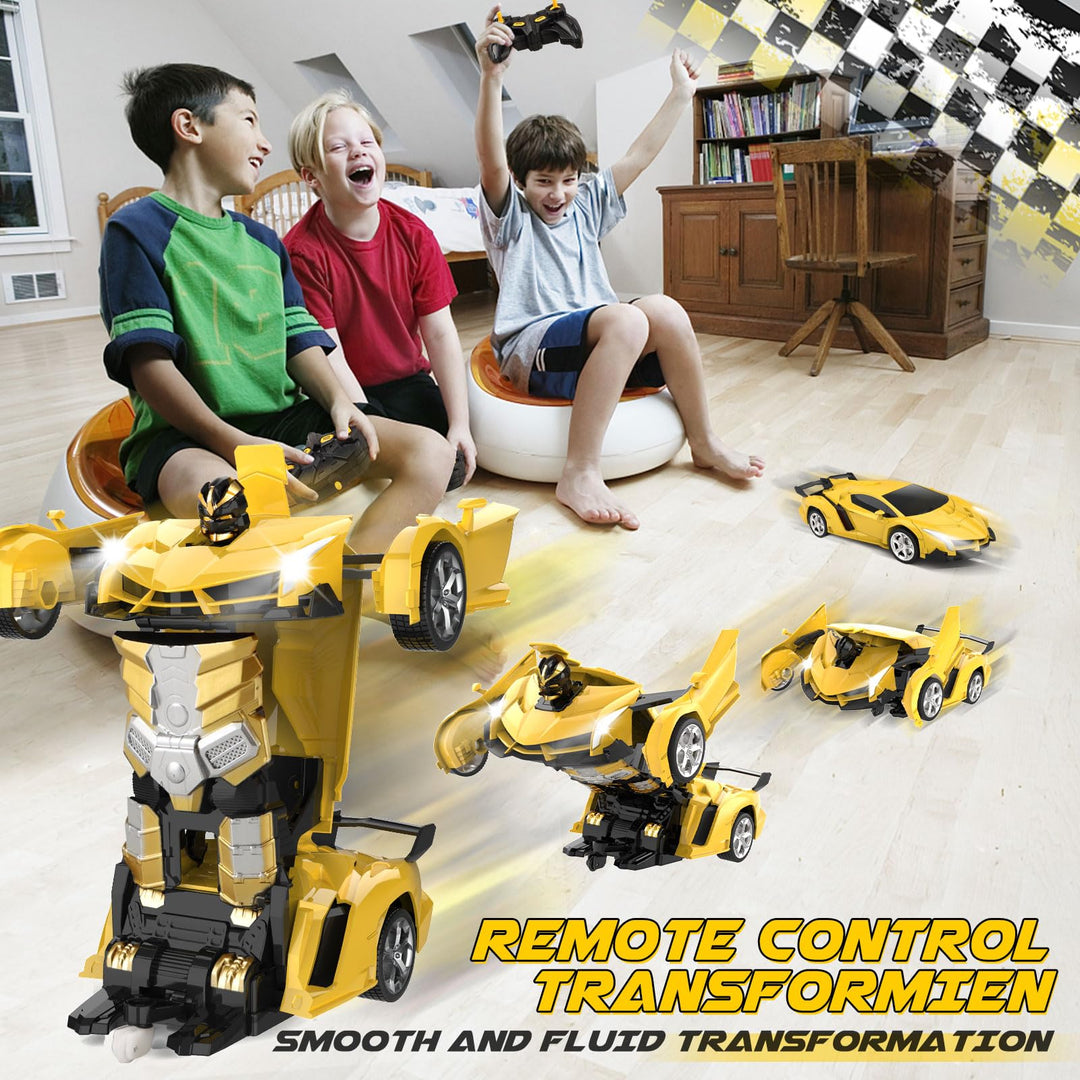 Carro Robot Britik Rc 2en1 Amarillo con Luces LED