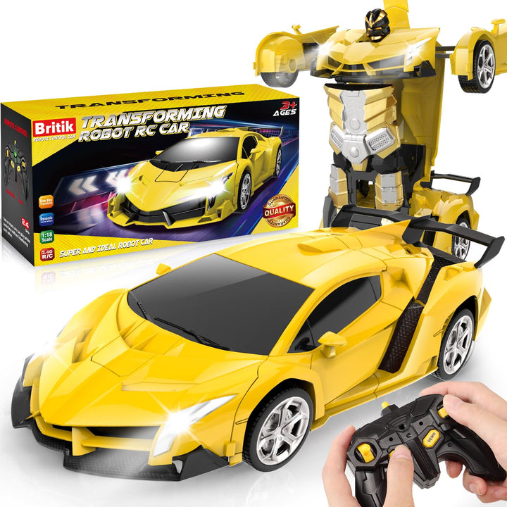 Carro Robot Britik Rc 2en1 Amarillo con Luces LED