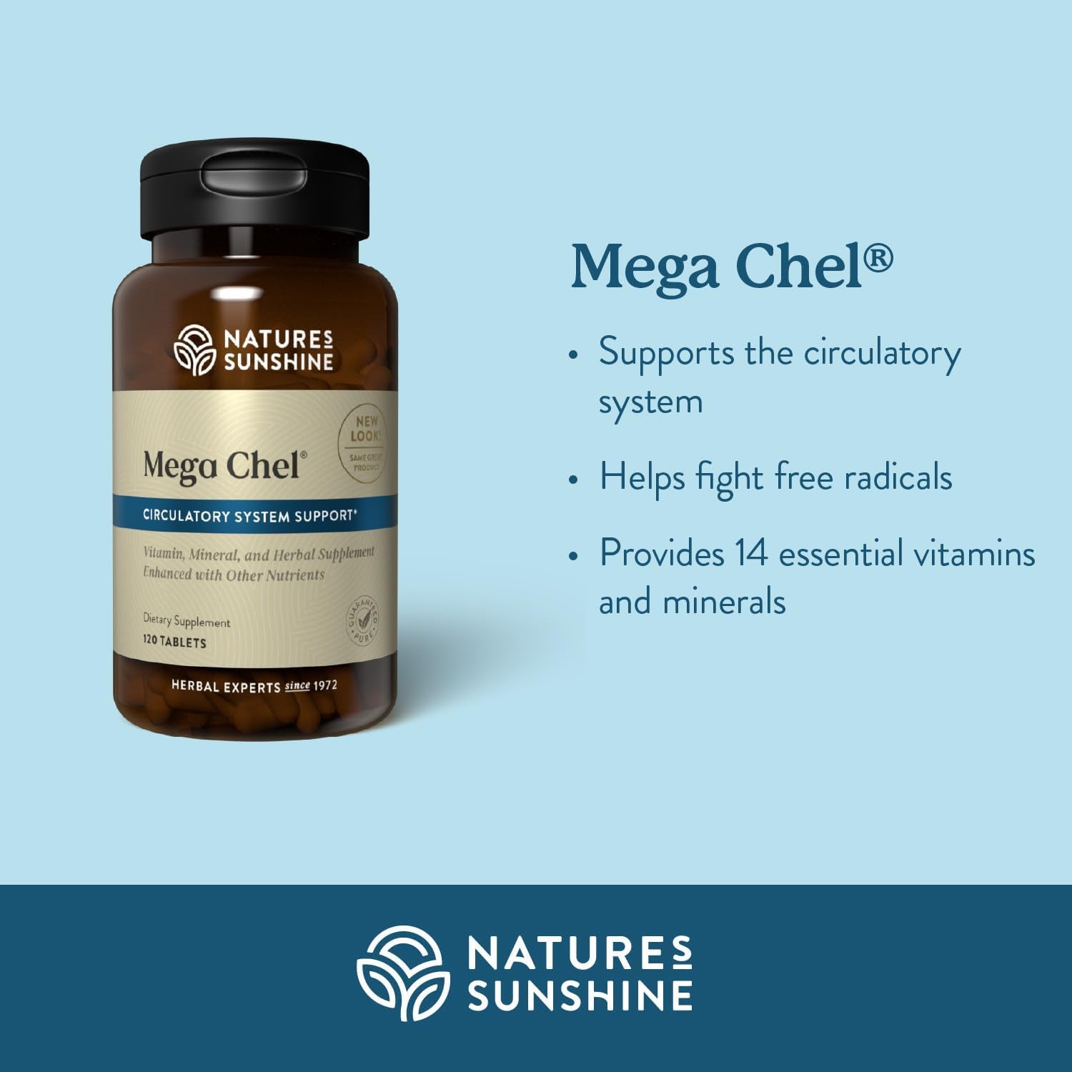 Nature'S Sunshine Mega-Chel, 120 Tablets, Complete Vitamin with Powerful Antioxidants, Herbs, Vitamins, Minerals, and Amino Acids That Support the Circulatory System