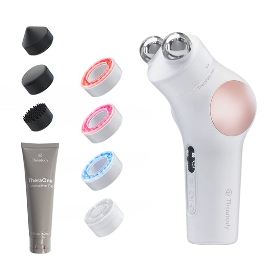 PRO Microcurrent Facial Device - 8-In-1 Compact Face Massager, Facial Kit & Face Sculpting Tool with Light Therapy for Skin Tightening, anti Wrinkle, anti Aging & Skin Care (White)