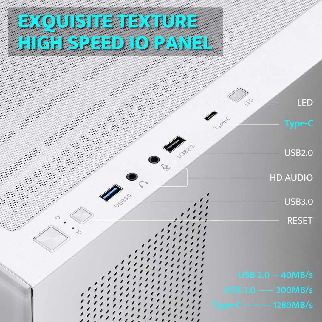 Darkflash ATX Mid-Tower PC Case, Pre-Install 4 PWM ARGB Fans Computer Case, Full View Dual Tempered Glass Gaming PC Case, Type C Port, Supports up to 360Mm Water Cooling Radiator,White(Ds900)