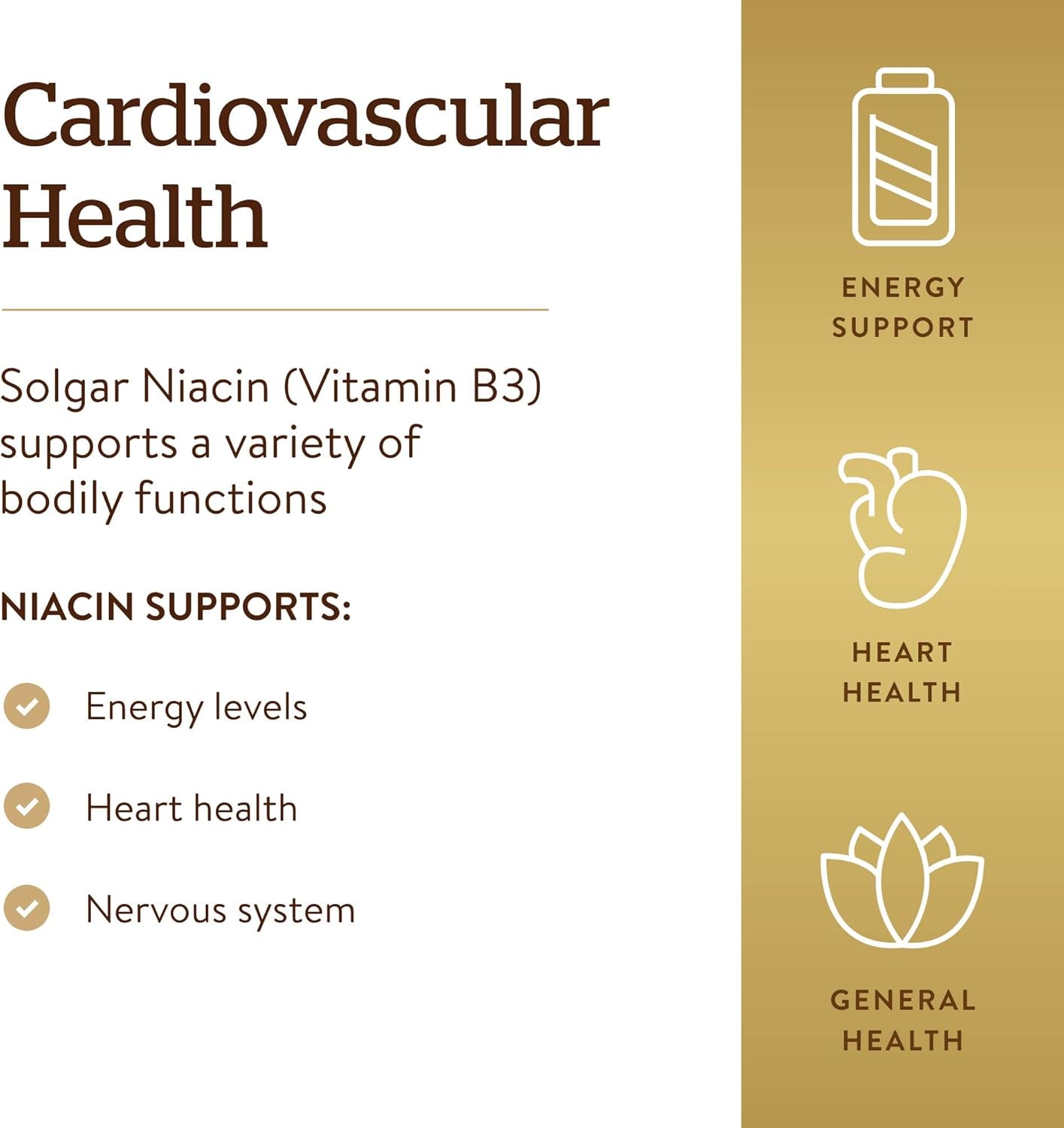 Solgar Niacin (Vitamin B3) 500 Mg, 250 Vegetable Capsules - Cardiovascular Support - Energy Metabolism - Non-Gmo, Vegan, Gluten Free, Dairy Free, Kosher - 250 Servings