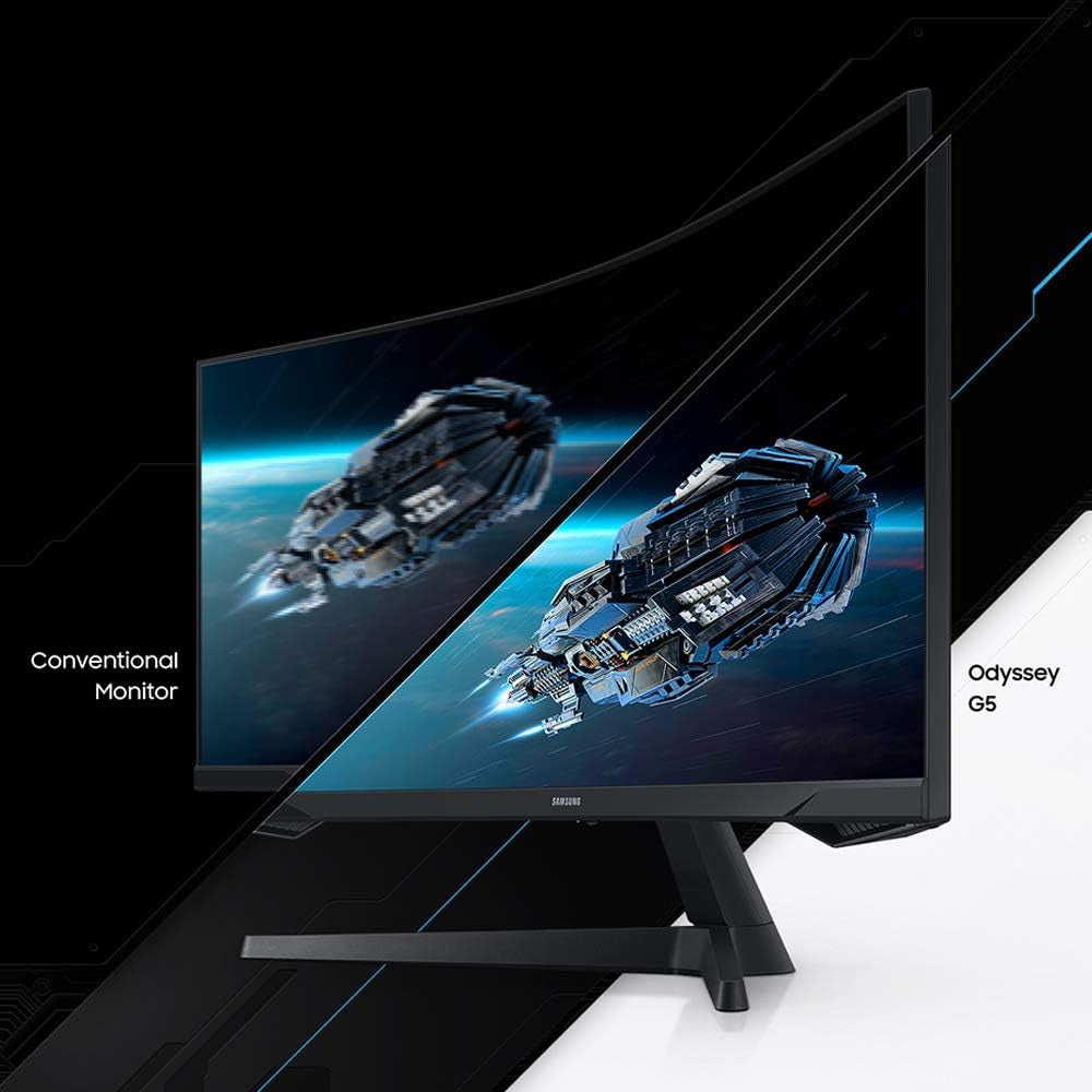 SAMSUNG 34" Odyssey G5 Ultra-Wide Gaming Monitor with 1000R Curved Screen, 165Hz, 1Ms, Freesync Premium, WQHD, LC34G55TWWNXZA, 2020, Black