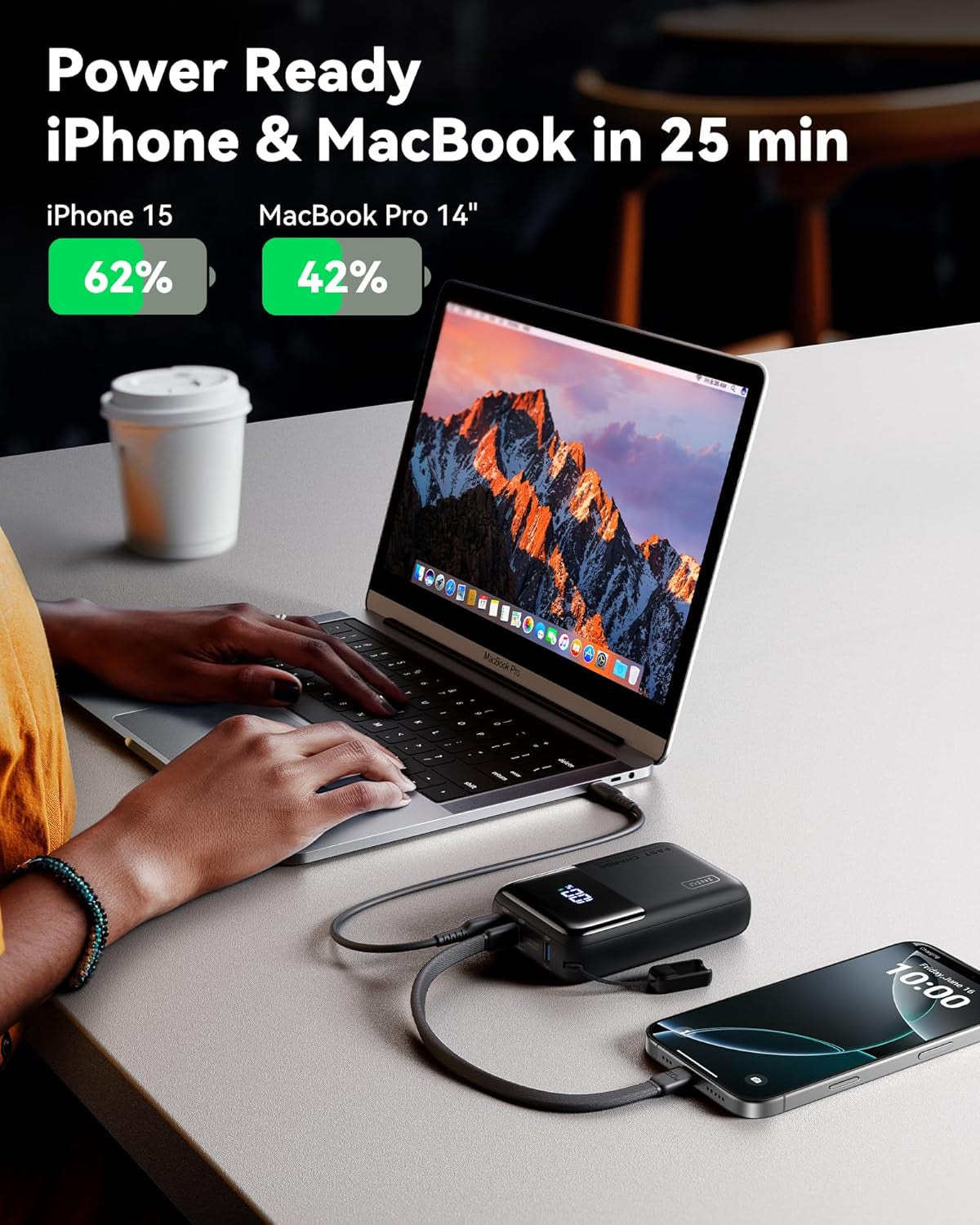 INIU 100W Power Bank, Mini Size 25000Mah High Capacity Laptop Portable Charger, USB C In&Out Tablet Powerbank, Smart Digital Display Phone Charger for Iphone 16 15, Samsung, Ipad, Macbook, Laptop Etc.